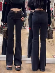 High Waist Stretchy Bla Straight Leg Denim Jeans Women's Spring New plus Size Slim Fit Micro Flared Cotton Stretch Denim