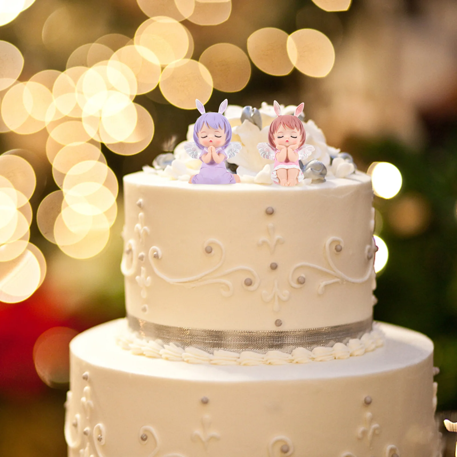 

2 pcs Decor Angel Cake Toppers Mini Topper For Birthday Wedding Party Lovely Angel Lovely Cake Decor Delicate Ornament