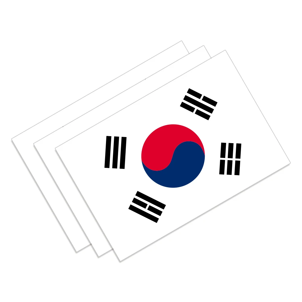 3pcs Korean Flag Car Stickers Auto Motorcycle DIY Decoration PVC Sticker Waterproof Styling Decals Car Exterior Accessories