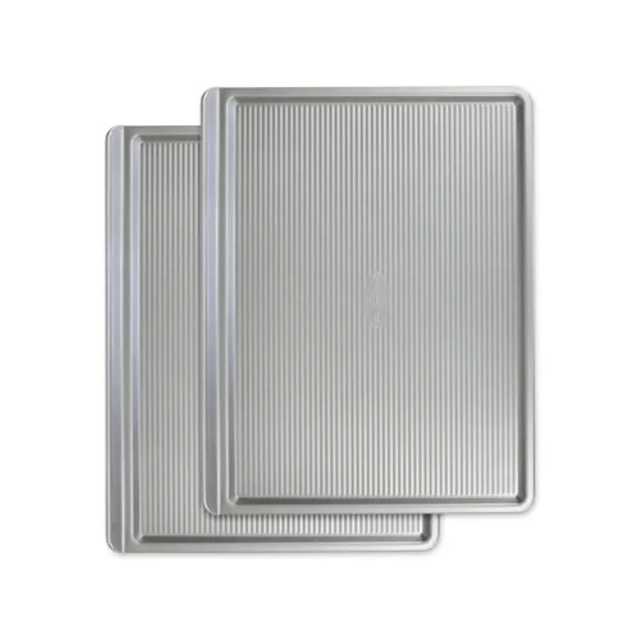 

Bakeware Cookie Sheet Warp Resistant Nonstick Baking Pan Made in the USA from Aluminized Steel Large Set of 2