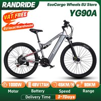 RANDRIDE YG90 Ebike 1000W 48V 17AH Aluminum Alloy Adult Full Suspension Electric Bike 27.5 Inch Hydraulic brake Electric Bicycle