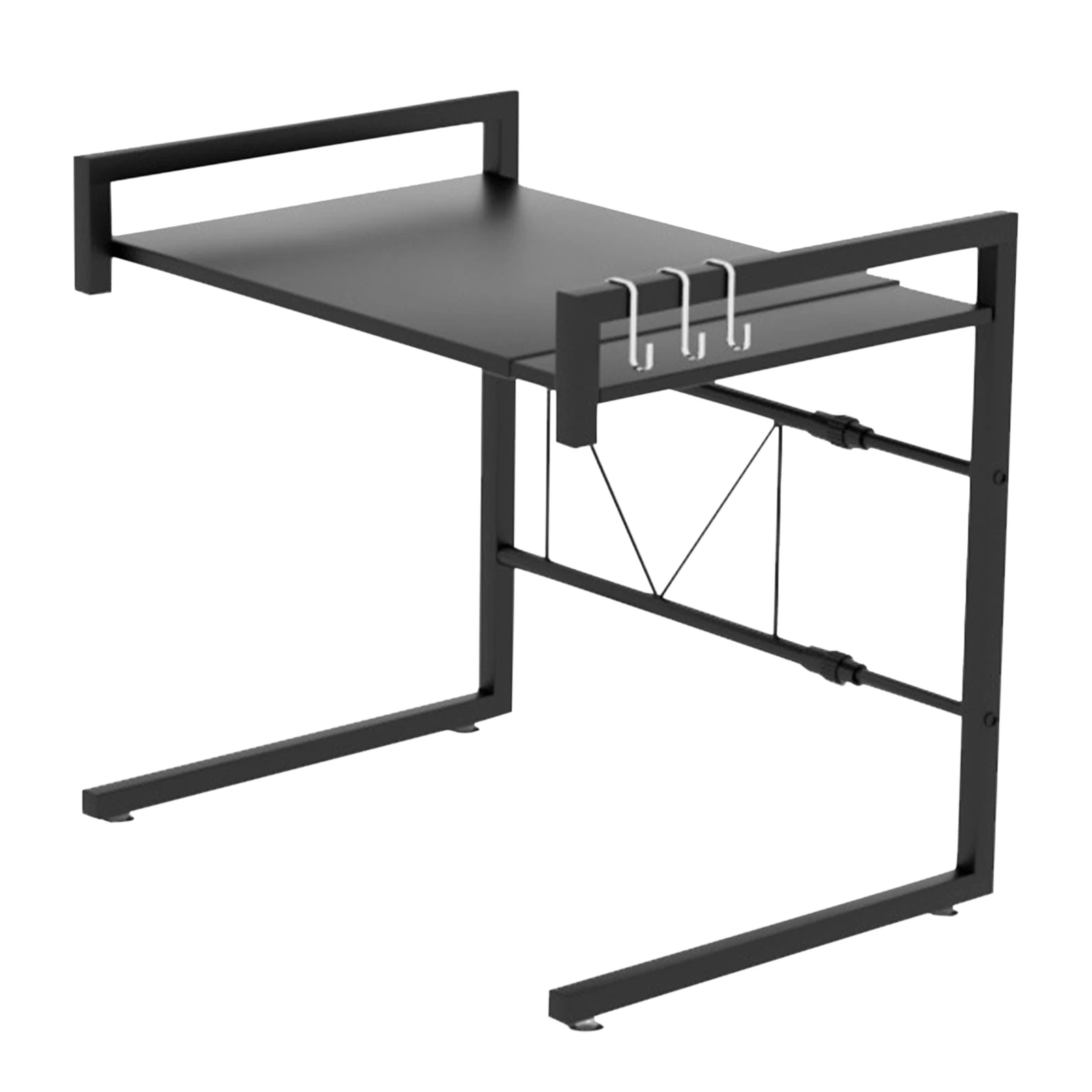 Estante para horno de microondas antideslizante, longitud extensible, multiusos, ajustable, almacenamiento para utensilios, toallas y platos