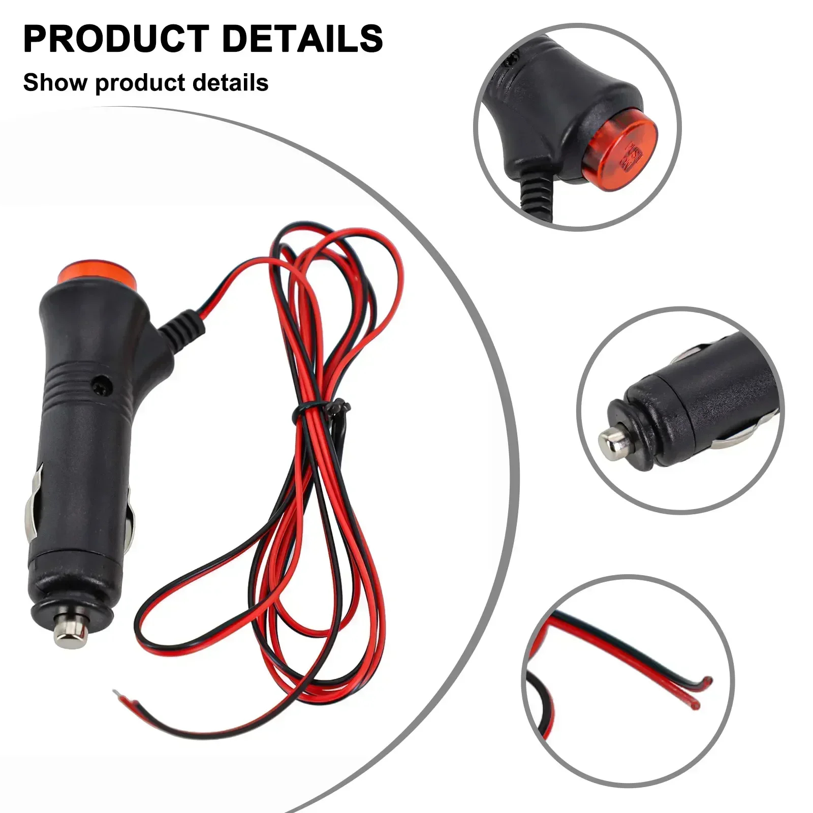 1.5m Male Car-Cigarette-Lighter Socket Power Plug Adapter On Off Switch Fuse 12V 24V Cigar-Lighter Power Cord Wire Adapter