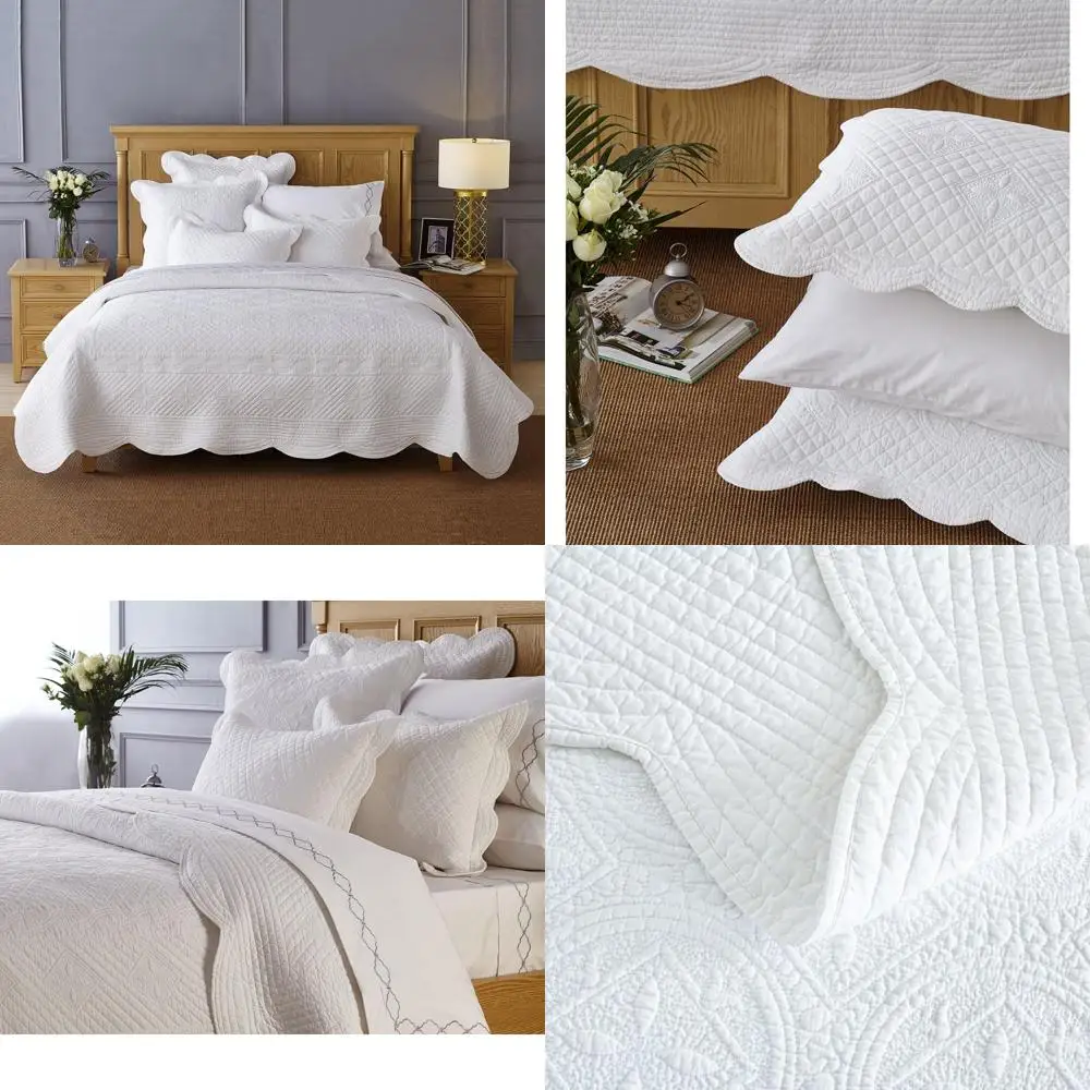 

Luxury White Queen Size Pure Cotton Quilt from Calla Angel Sage Garden