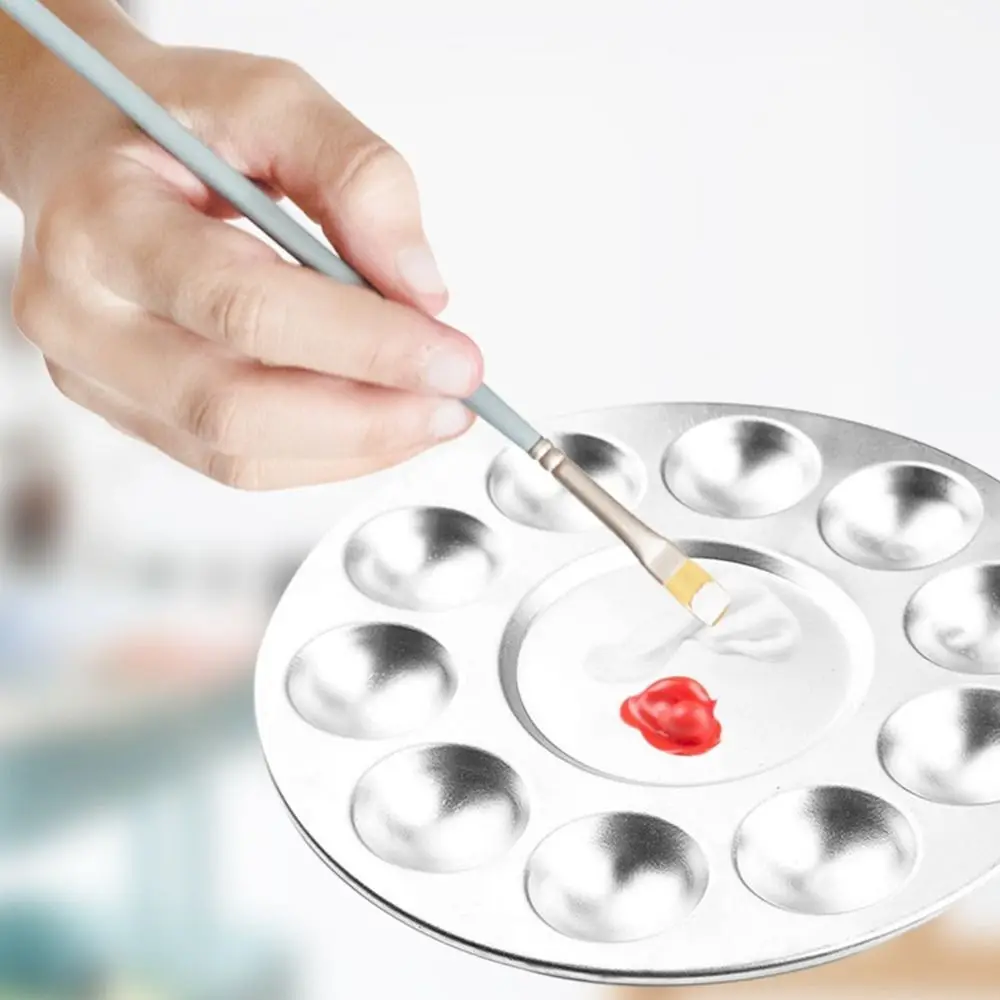 لوحة ألوان مائية معدنية دائرية/مستطيلة مرسومة يدويًا لوحة ألوان اللوحة 6/10/12 لوحة صبغات الآبار مكتب المدرسة #2