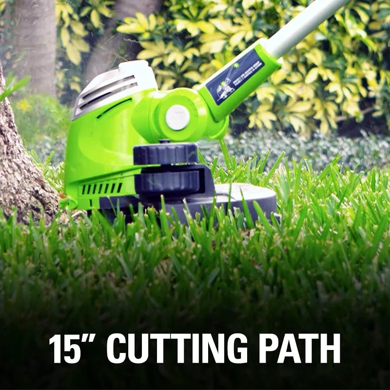 Greenworks-String Trimmer elétrico, mobiliário de exterior para varanda, 5,5 Amp, 15"