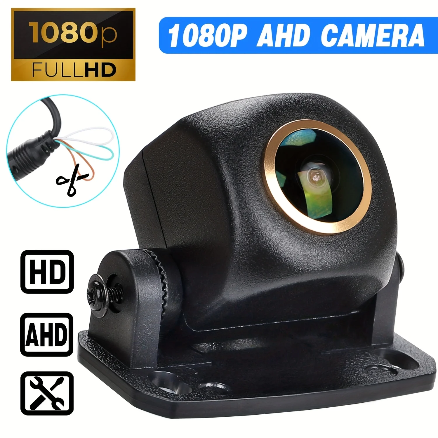 1080P HD Backup Camera with Parking Guide Lines - Wide-Angle Rear & Side View Monitor for Cars, Trucks, SUVs, and RVs