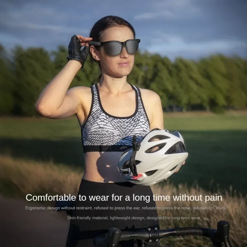 Lunettes Bluetooth sans fil à conduction d'air, écouteurs intelligents, sports de plein air, course à pied, cyclisme, appel musical, 2 en 1, oreille ouverte