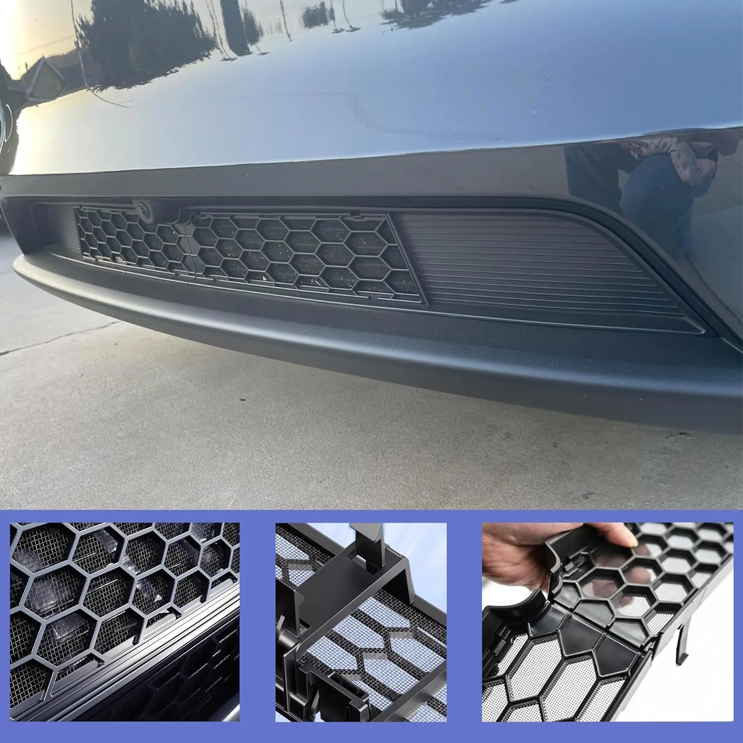 Front Grill Mesh Guard Fit for Tesla New Model Y Juniper 2026 2025 Accessories, Protects Radiator, Protects Grill from Larger Obstacles