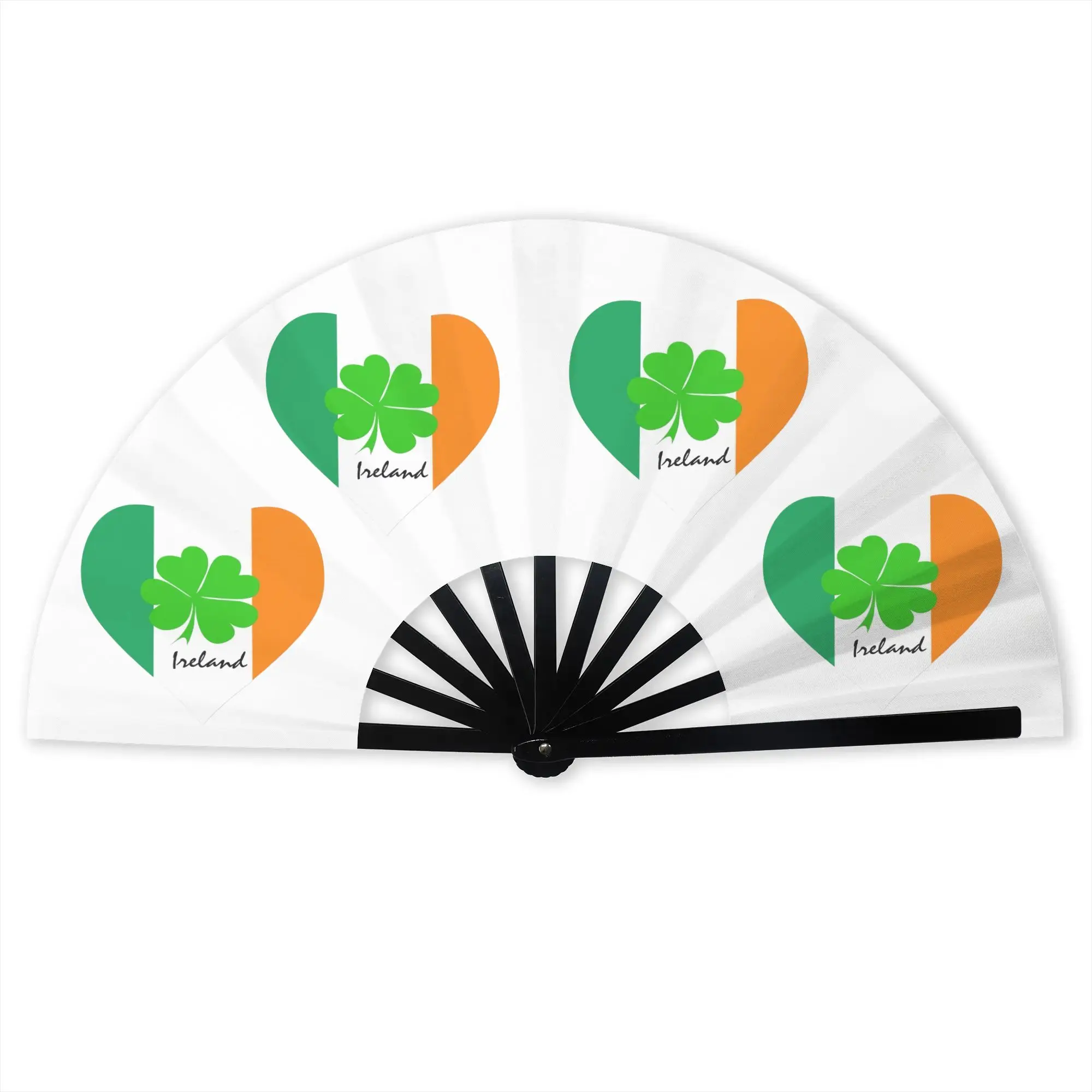 Ireland Flag Traditional Folding Fan Chinese Style Irish Republicans High-Quality Fans Gift Classic Decorative Hand Fan