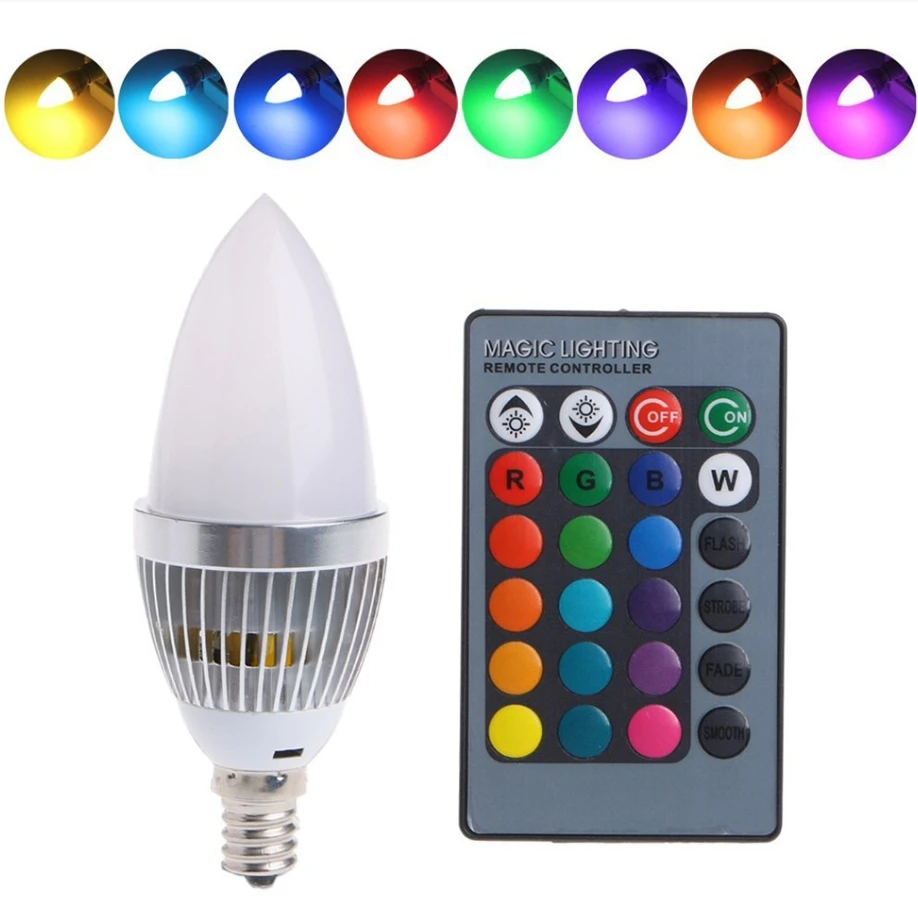 Wholesale Price E14 3W RGB LED 16 Color Changing Light Candle Bulb Spotlight Lamp 85-265V With Remote Control