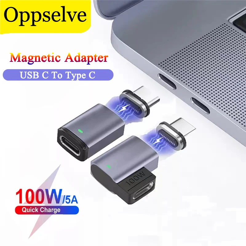 

USB C To Type C Magnetic Head Adapter PD 100W 5A Fast Charging Data Transmission Converter For Huawei Samsung Xiaomi MacBook Pro