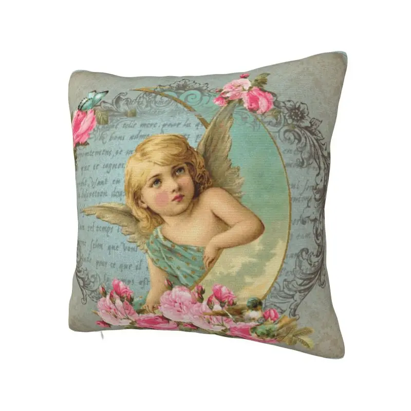 Vintage Rose Victorian Angel Pillow for Sofa Modern Cushion Cover Square Pillowcase