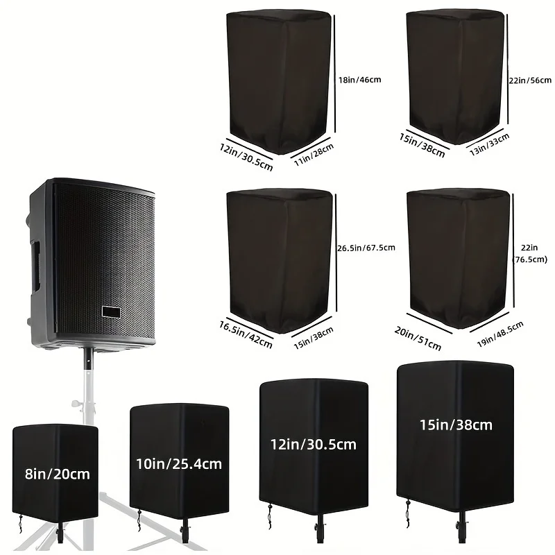 

Waterproof & UV-Protected Outdoor Speaker Cover - Dustproof Polyester, Black, Ideal for Live Sound & Lighting Equipment