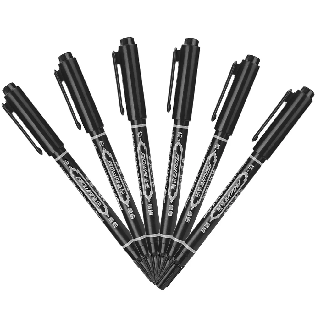 6 個眉毛タトゥーペンファインオイルマーカースキンマッピング用多機能美容サロンツールタトゥーアクセサリーボディアートペン