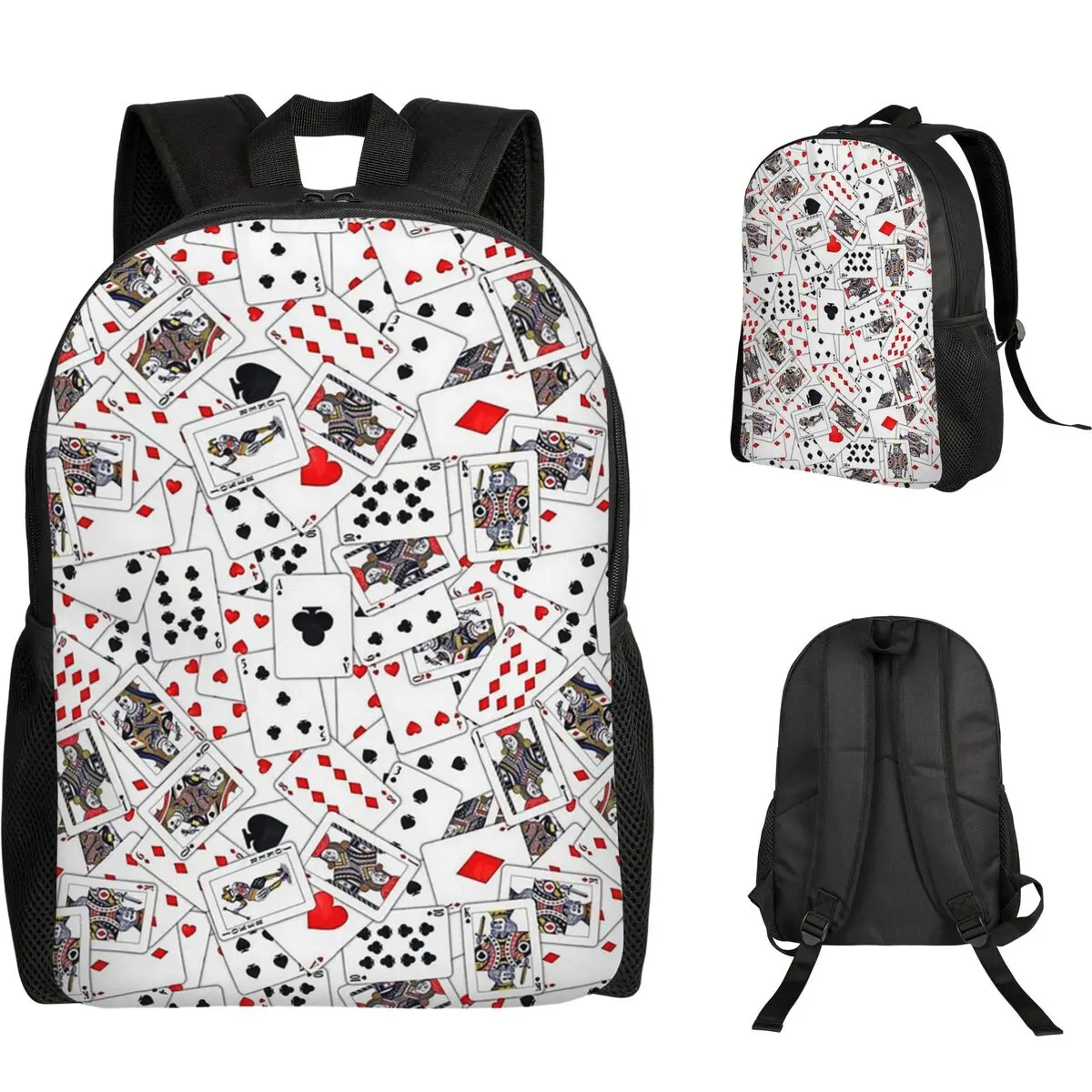 Playing Cards Student Backpack School Bag Hiking Travel Daypack for Boys Girls Fashion Bookbag Shoulder Bags