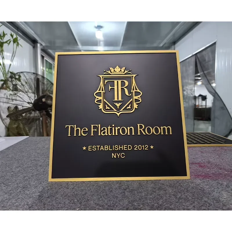 Polished Solid Brass Hotel Villa Entrance Plaque Custom Engraved Double Sided Wall Mounted Metal Sign Brass Plaque