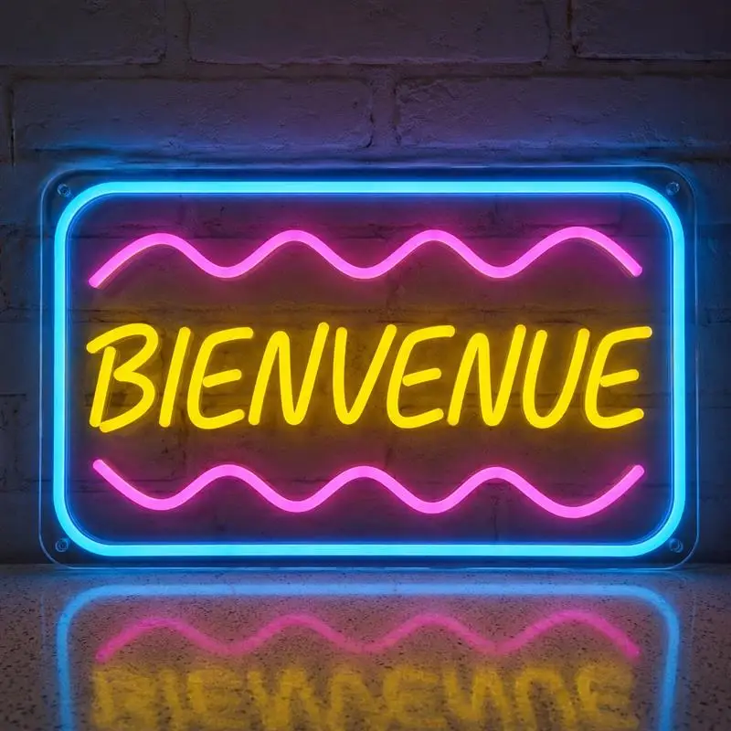 bienvenue-enseigne-neon-«-bienvenue-»-en-francais-avec-cadre-et-lumieres-ondulees-alimentee-par-usb