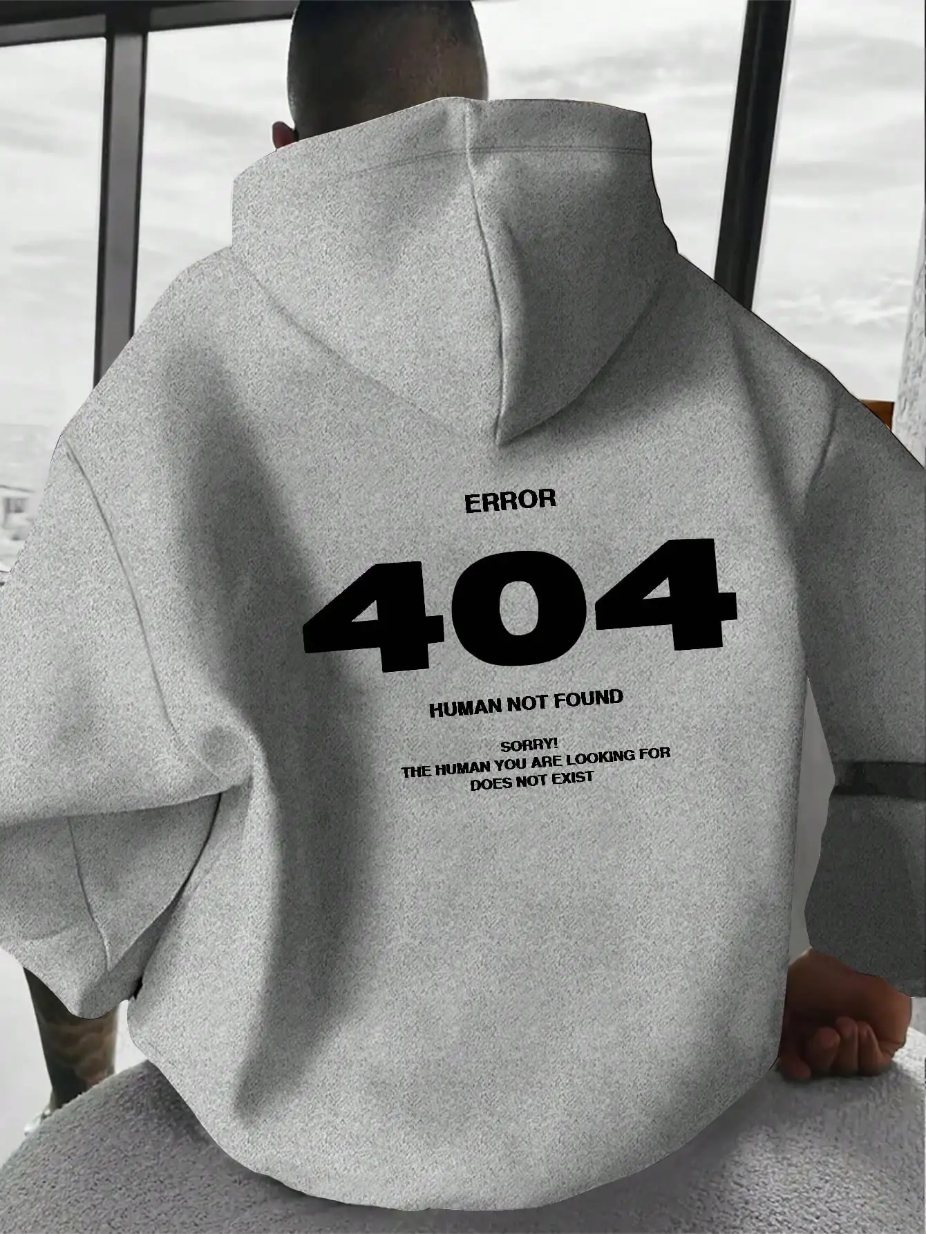 ERROR 404 HUMAN NOT FOUND Men Women Hoodie Pullover Outdoor Street Casual Sport Hip-Hop Autumn/Winter Long-Sleeve Sweatshirt Top
