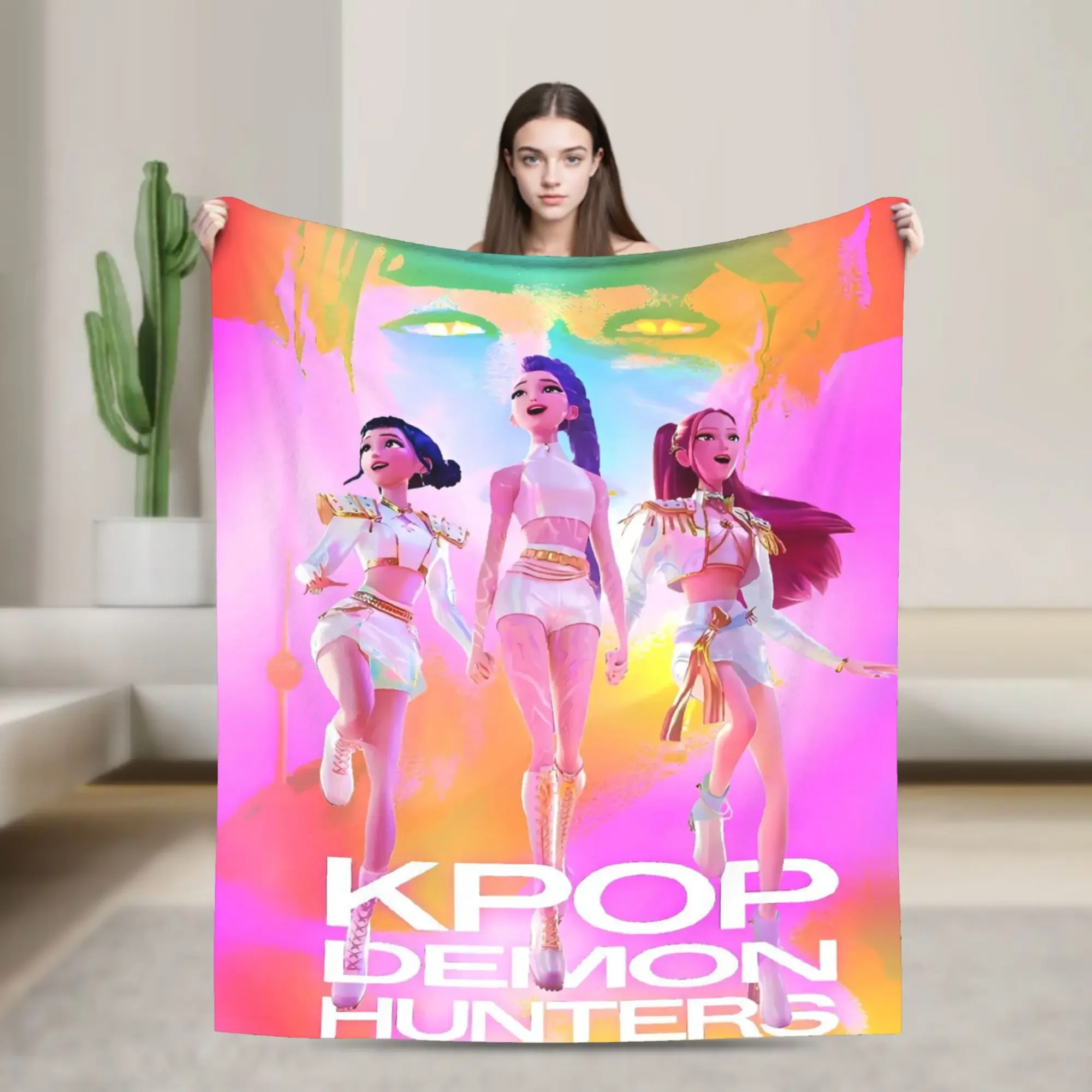

KPop Demon Hunters аниме пледы супер тепло идеально подходит для путешествий спальни или развлечения самолета покрывало