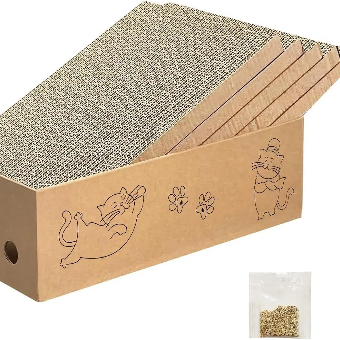 Cat scratch board, all-in-one all-season universal cat toy with cat nest, wear-resistant and shavings free cat scratch board