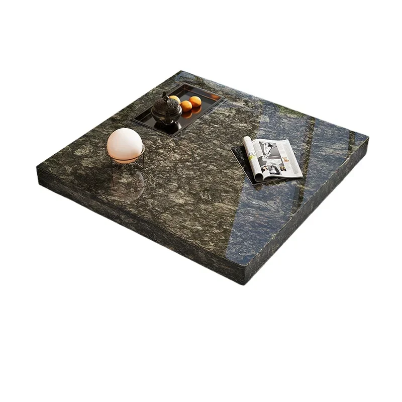 

Minimalist luxury stone mica green high-end marble coffee table storage household living room natural stone table