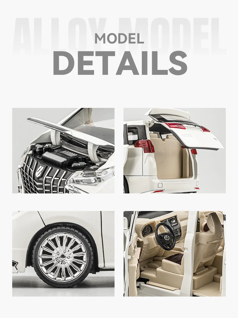1:24 Key Control Version Toyota Alphard MPV Legierung Automodell Druckguss Metallfahrzeuge Automodell Sound und Licht Kinderspielzeug Geschenk – Detail 9