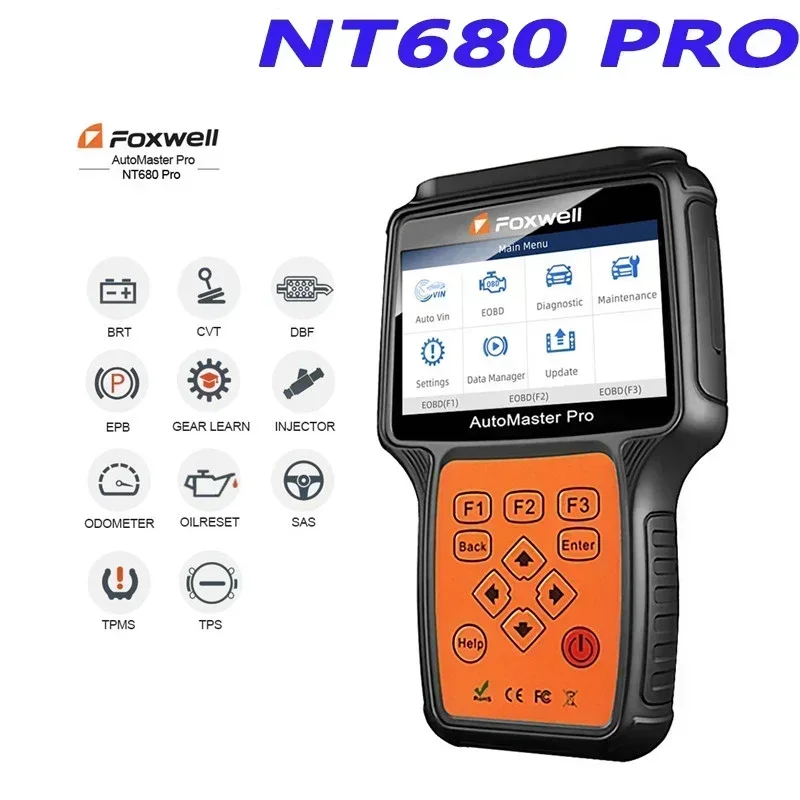 Foxwell NT680 Pro / NT680 Lite All Systems Diagnostic Scanner with Oil Light/Service Reset+EPB Function Updated Version of NT624