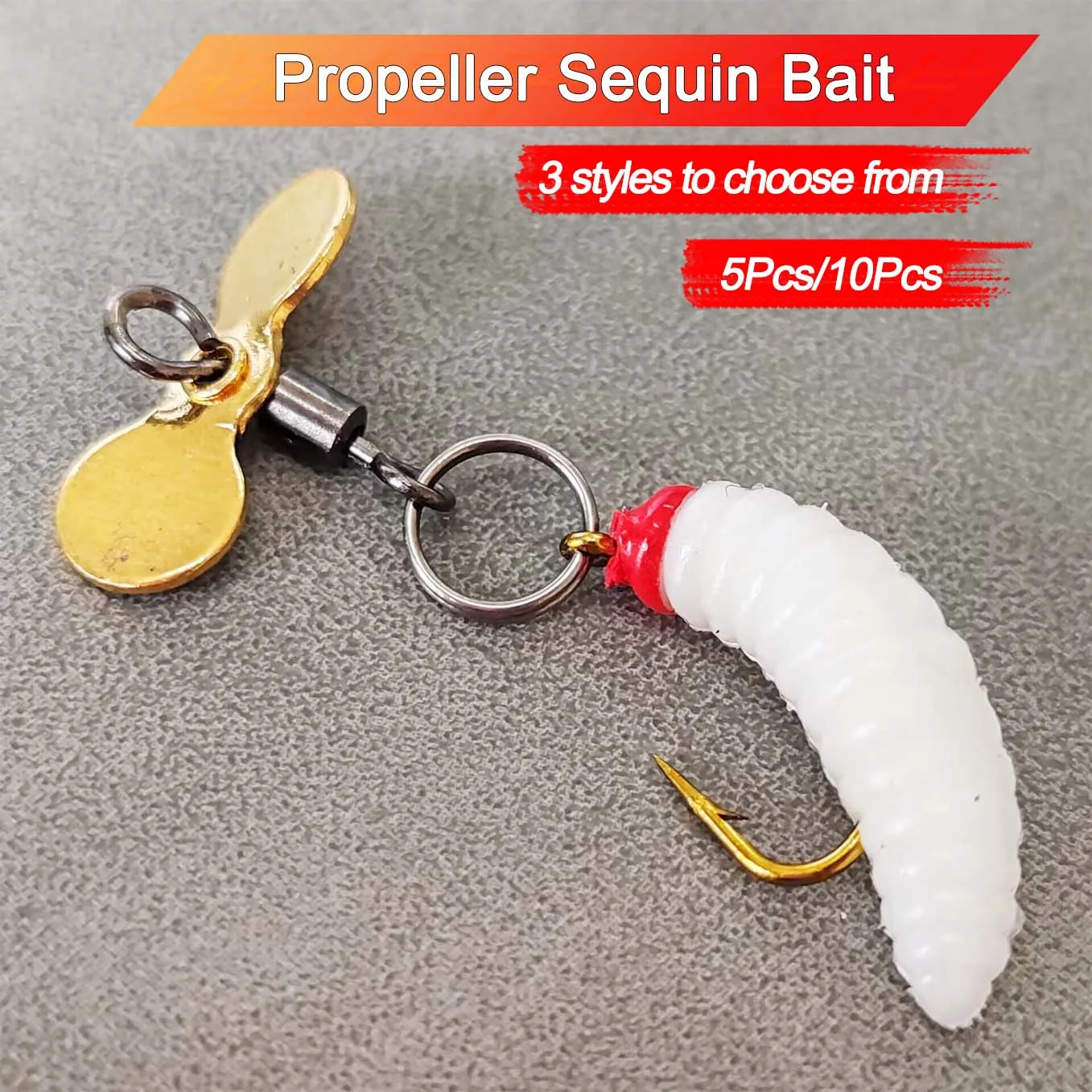 5Pcs/10Pcs Flies Insect Decoy Bait Propeller Sequin Fishhook Trout Nymph Fly Fishing Insect Fishing Lure