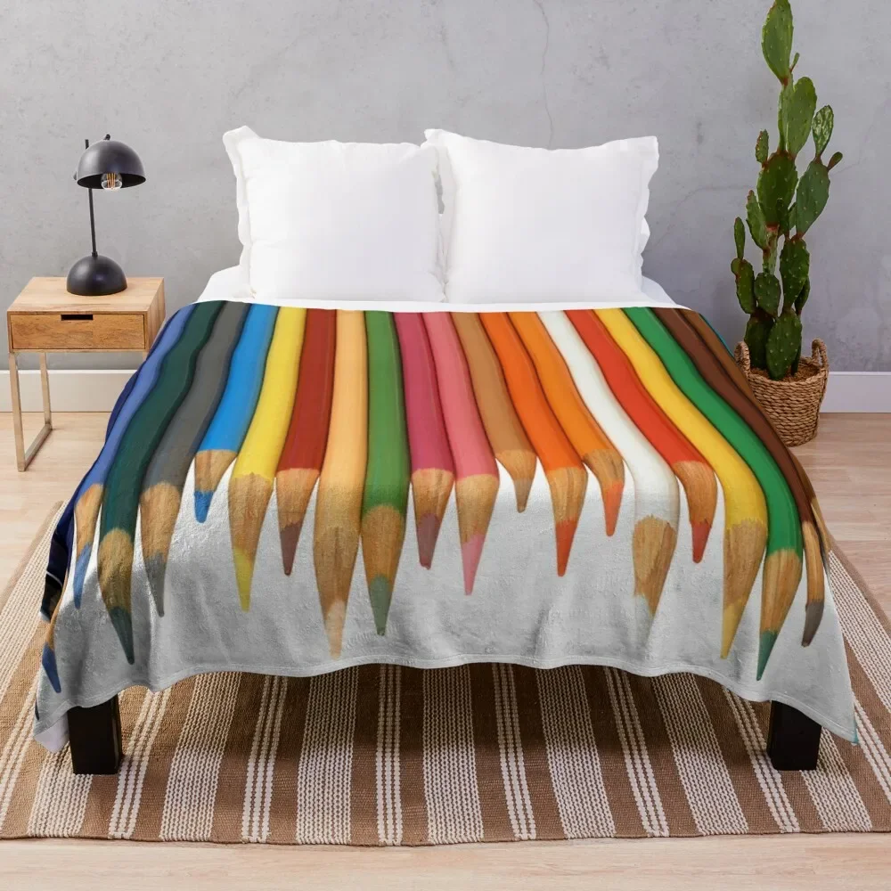 

Coloured Pencils Isolated On White Throw Blanket Soft Cozy Blanket for Pet Kids Adults