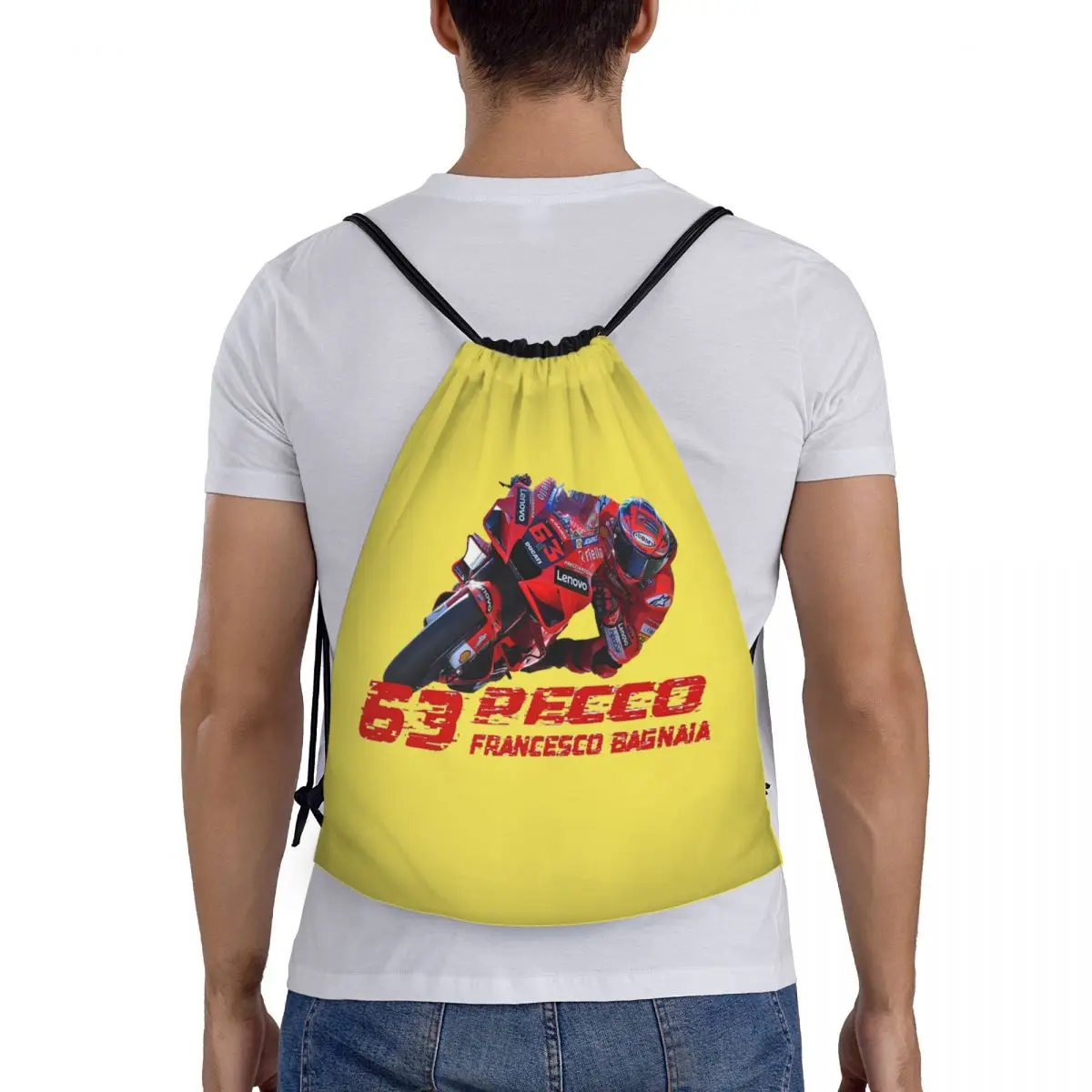 

Pecco Bagnaia 63 Backpacks Multi-function Portable Drawstring Bags Sports Bag Book Bags For Man Woman Students