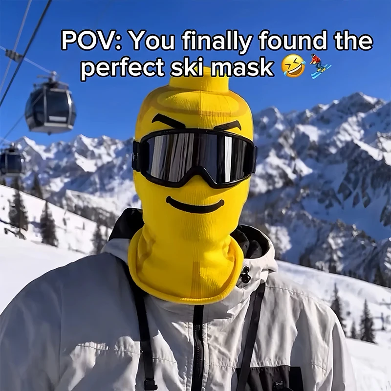 Funny Snowboard Face Mask Outdoor Cycling Windproof Head Cover Toy Block Person Printed Yellow Man Mask Funny Design Balaclava