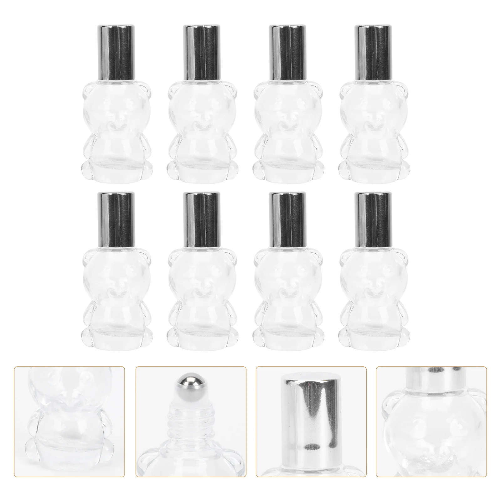 

8Pcs Clear Bear Roller Bottle Small Leakproof Glass Essential Oil Perfume Oil Container Portable Travel Liquid