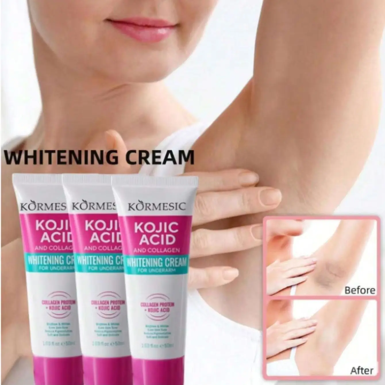 50ml Body Whitening Cream Underarm Bleaching Serum Whiten Butt Knee Brighten Inner Thigh Moisturizing Cream for Women Beauty  Brighten Care Accessories