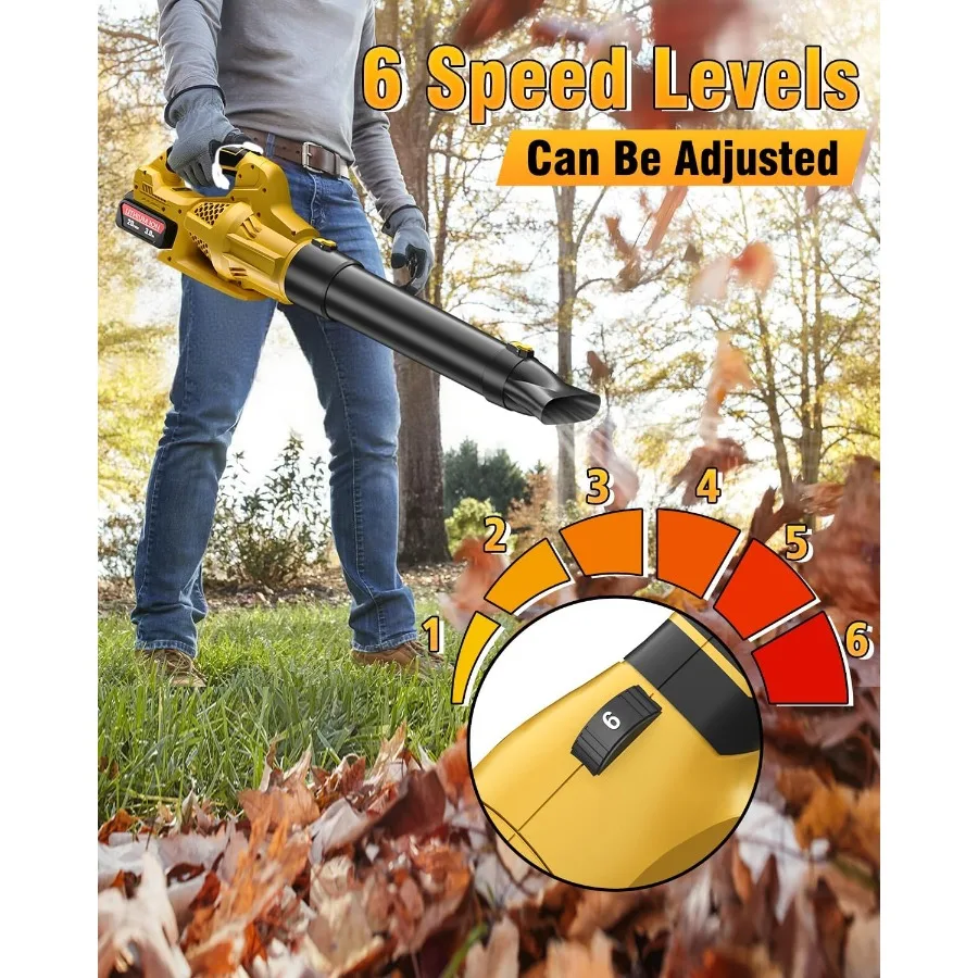 منفاخ أوراق شجر لاسلكي متوافق مع بطارية 20 فولت ماكس 500CFM عالية الطاقة و6 مستويات سرعة قابلة للتعديل للعناية بالعشب الفعالة Y