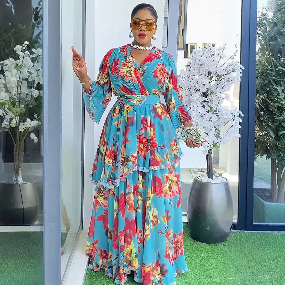 

Африканская одежда для женщин, летние каникулы, длинное платье больших размеров, вечерние платья макси с яркими цветами, турецкое женское платье, Vestidos