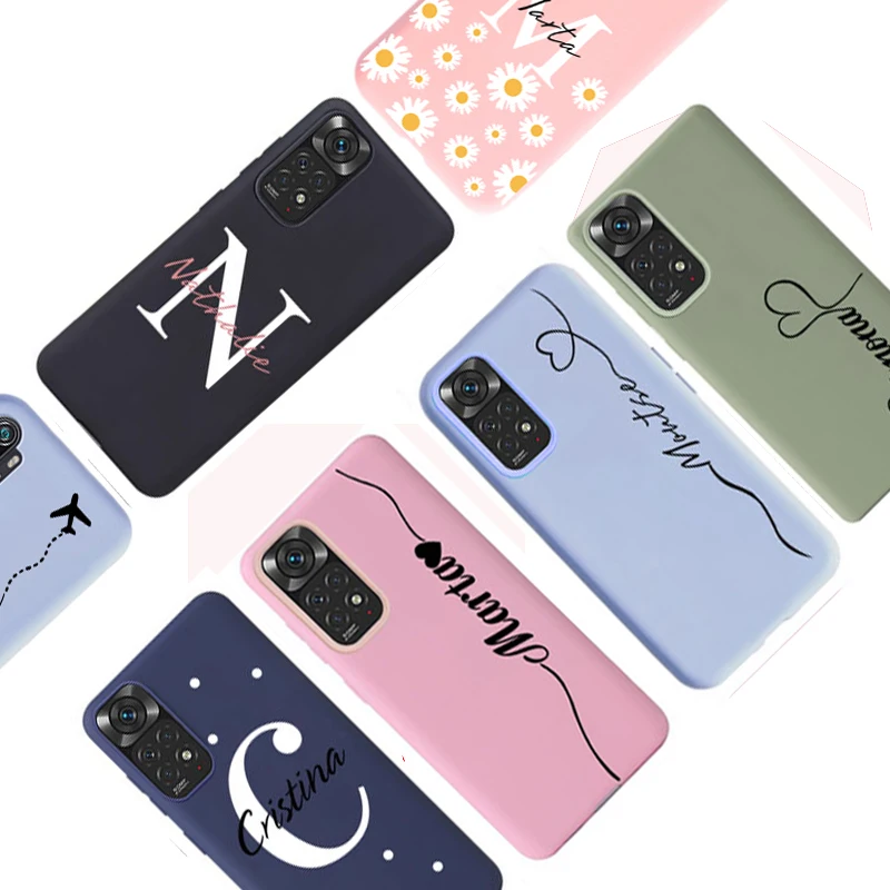 Custom Name Initials Silicone Phone Cover for Xiaomi Redmi Note 11 Pro 5G 4G Case For Xiaomi Redmi Note 11 11S Note11 S Pro