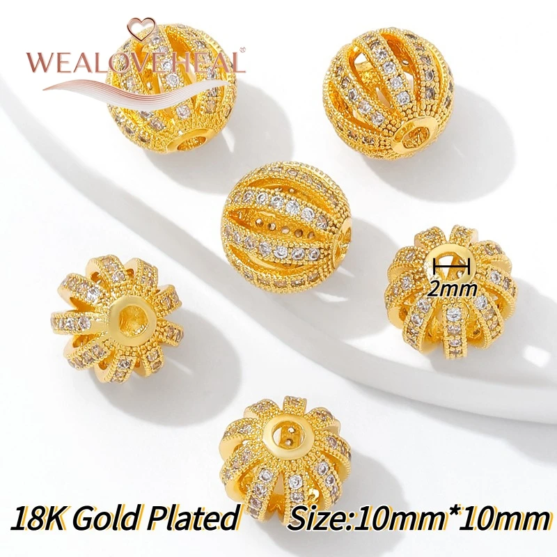 perlen für schmuckherstellung, schmuckherstellung zubehör, 18K vergoldete Messing-Hohlperlen, Olivenperlen-Abstandshalter, mit Zirkonia besetzte Trenner für Perlen, für DIY-Armband-Schmuckherstellungszubehör – Detail 22