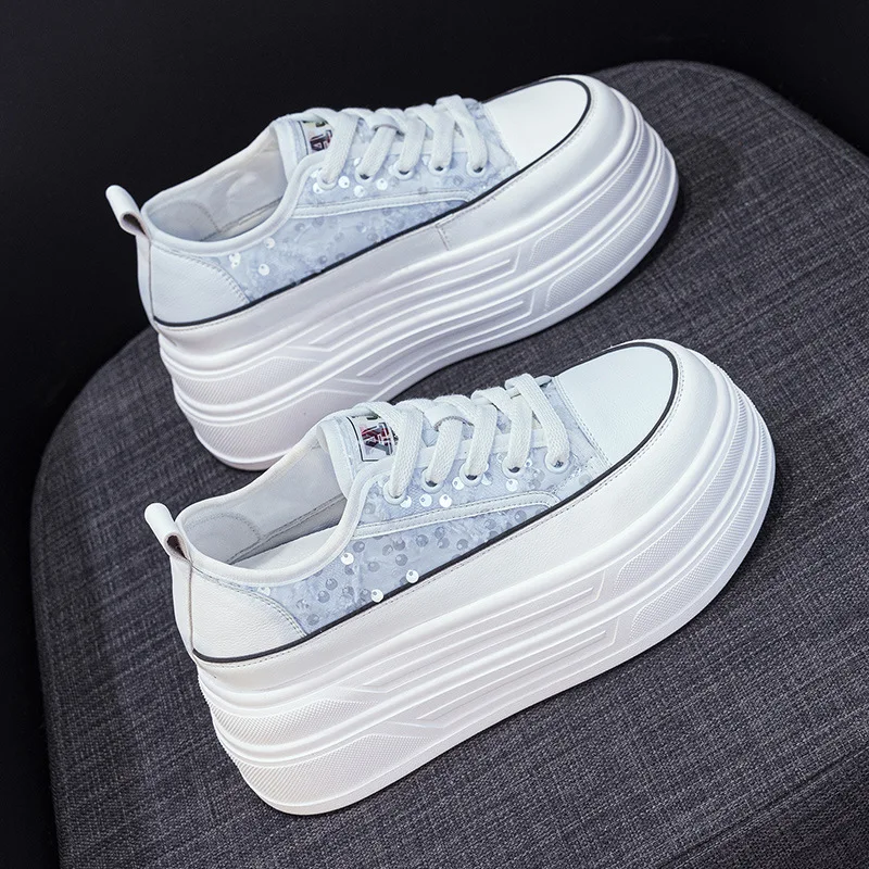 

Роскошные кроссовки на высокой платформе 7 см, повседневная уличная обувь для скейтборда, удобные массивные кроссовки на шнуровке, спортивная обувь для бега, женская