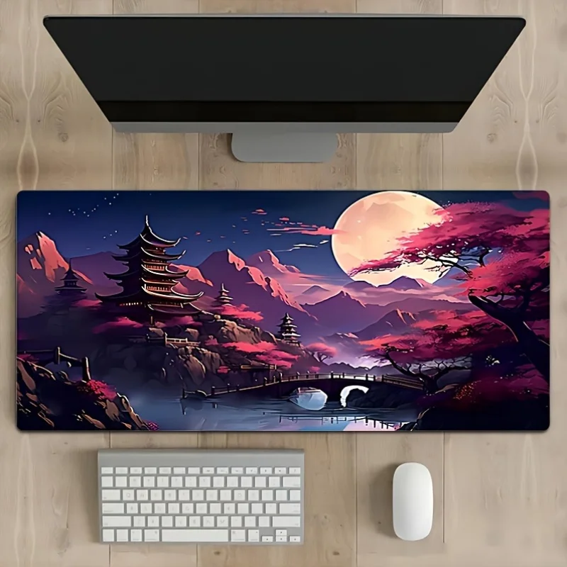 Extra Large Sunset Mountain Landscape Mouse Pad - Non-Slip Rubber Base, Durable Stitched Edges, Office and Gaming Desk Mat