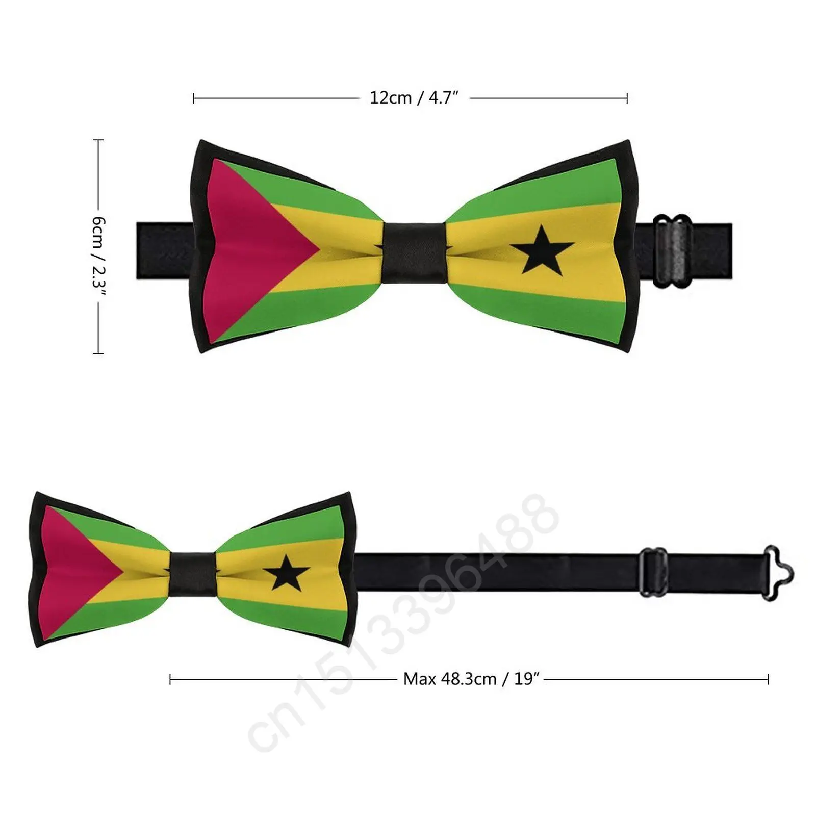 البوليستر ساو تومي و Principe العلم ربطة العنق للرجال موضة عادية الرجال ربطات القوس فيونكة Cravat برقبة لحفل الزفاف الدعاوى التعادل #3