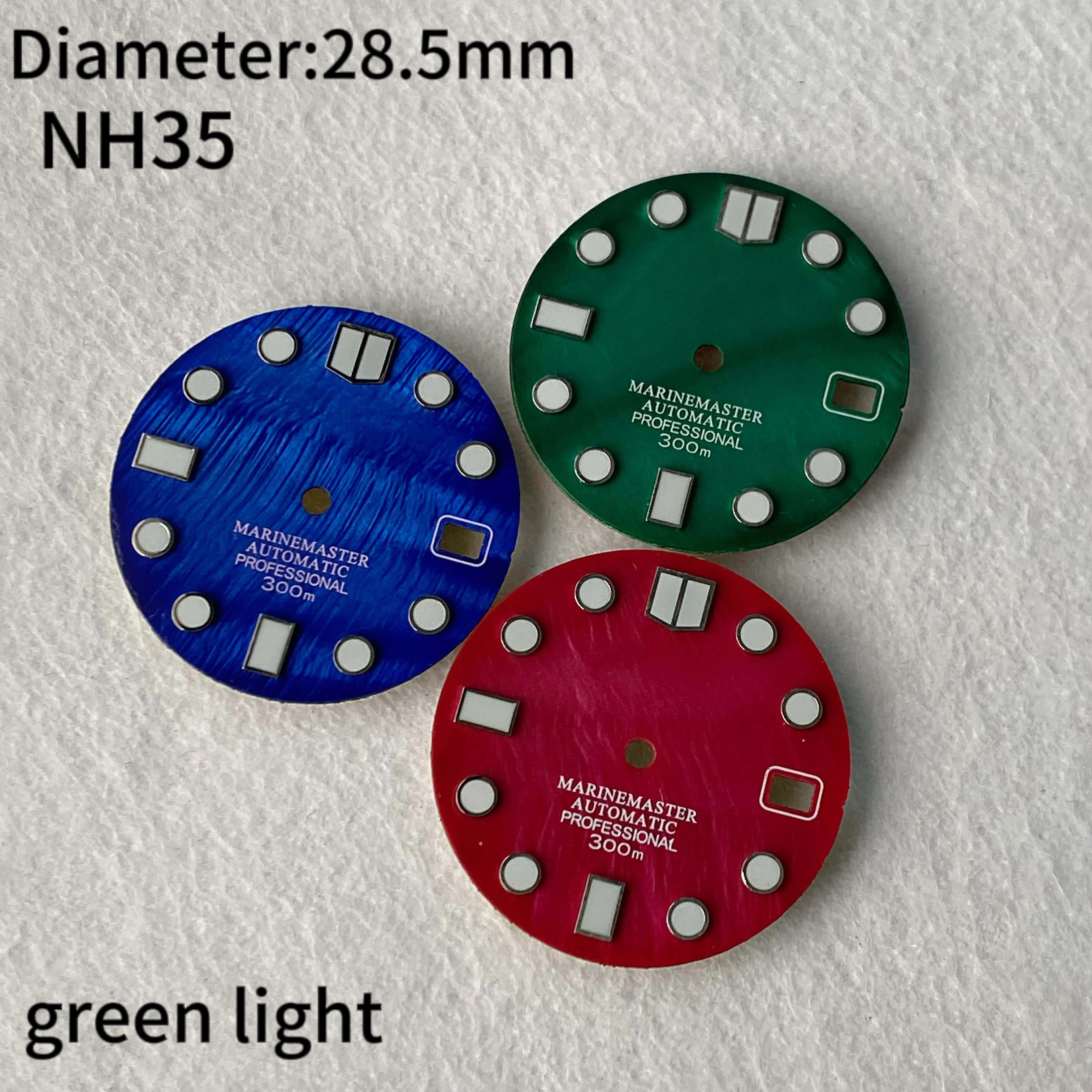 

28.5mm Fritillaria This single calendar text green night light is suitable for NH36 custom watch accessories men's watches