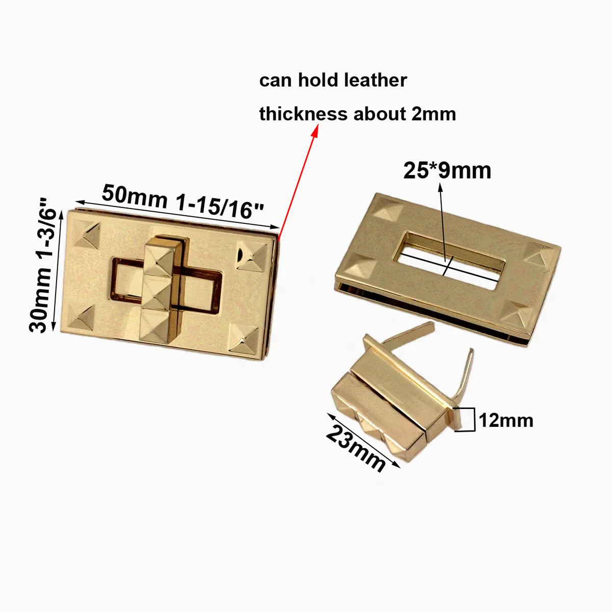 1pcs Fashion Metal Turn Lock Rectangular Twist Lock Clasp for Handbag Bag Purse Luggage Hardware Closure Bag Parts Accessories