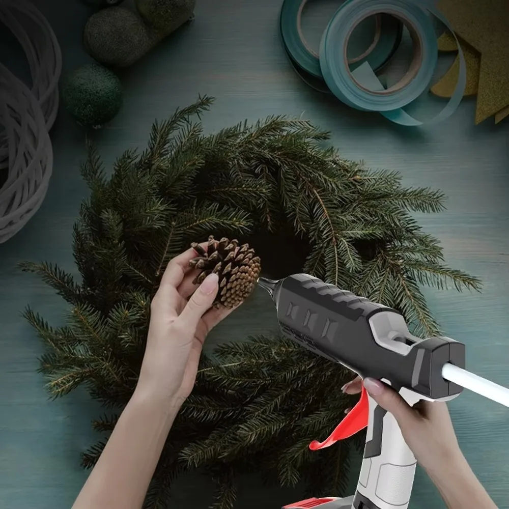 Industrial Brushless Electric Glue Gun DIY Grade Cordless Hot Melt Pistol Colle Aluminum Nozzle Battery