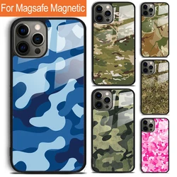 Funny Camouflage Phone Case For iPhone 15 16 14 13 12 11 Pro Max Plus Magsafe Magnetic Wireless Charging Cover