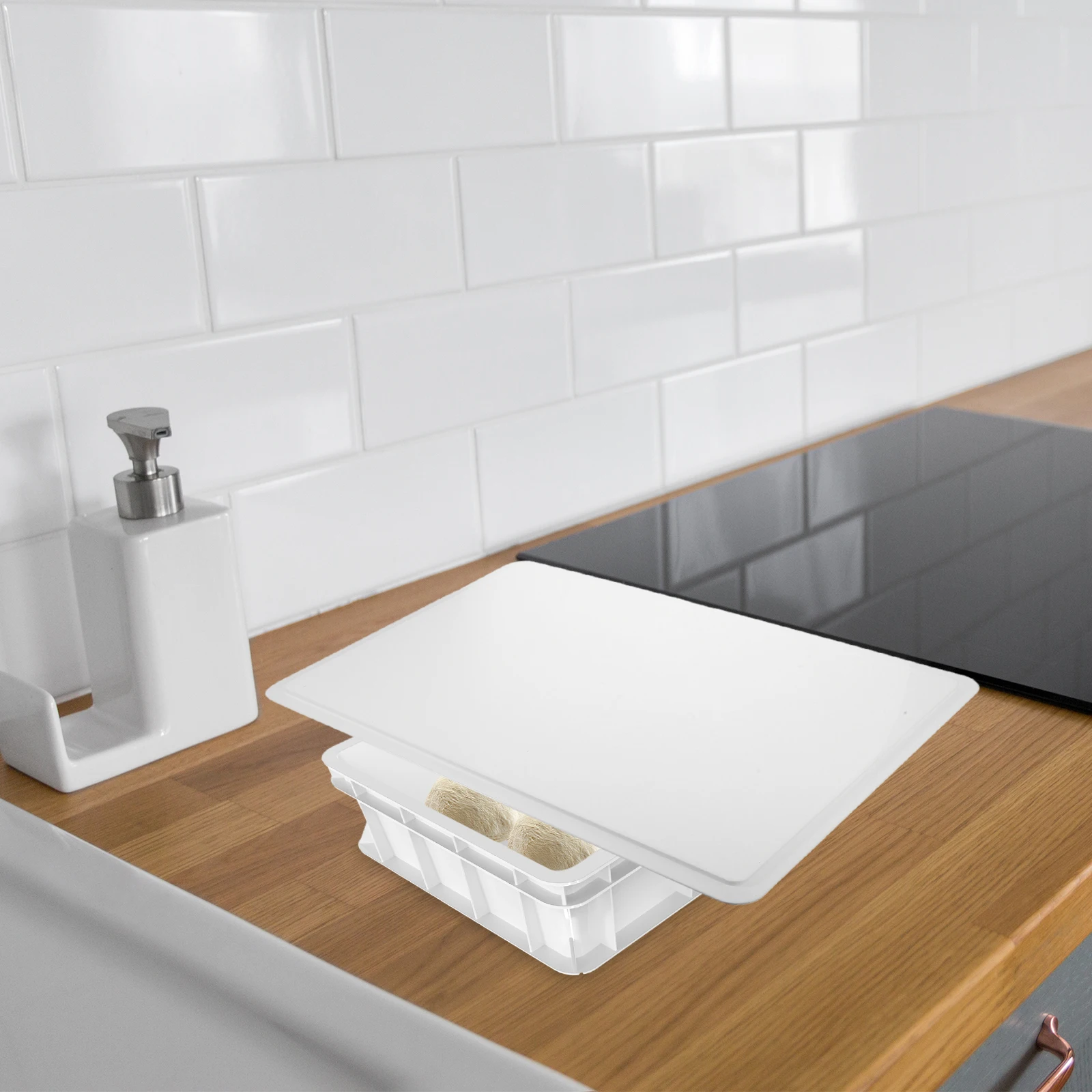 White Dough Proofing Box Replacement Lid Multi-Functional Pizza Dough Tray Cover Stackable Bread Proofing Container Lid