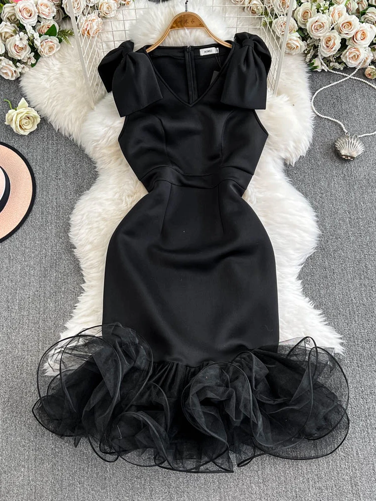 Sexy pur désir noeud v-ne Svel Me épissure Dr femmes taille cintrée moulante Dr coréen Sle