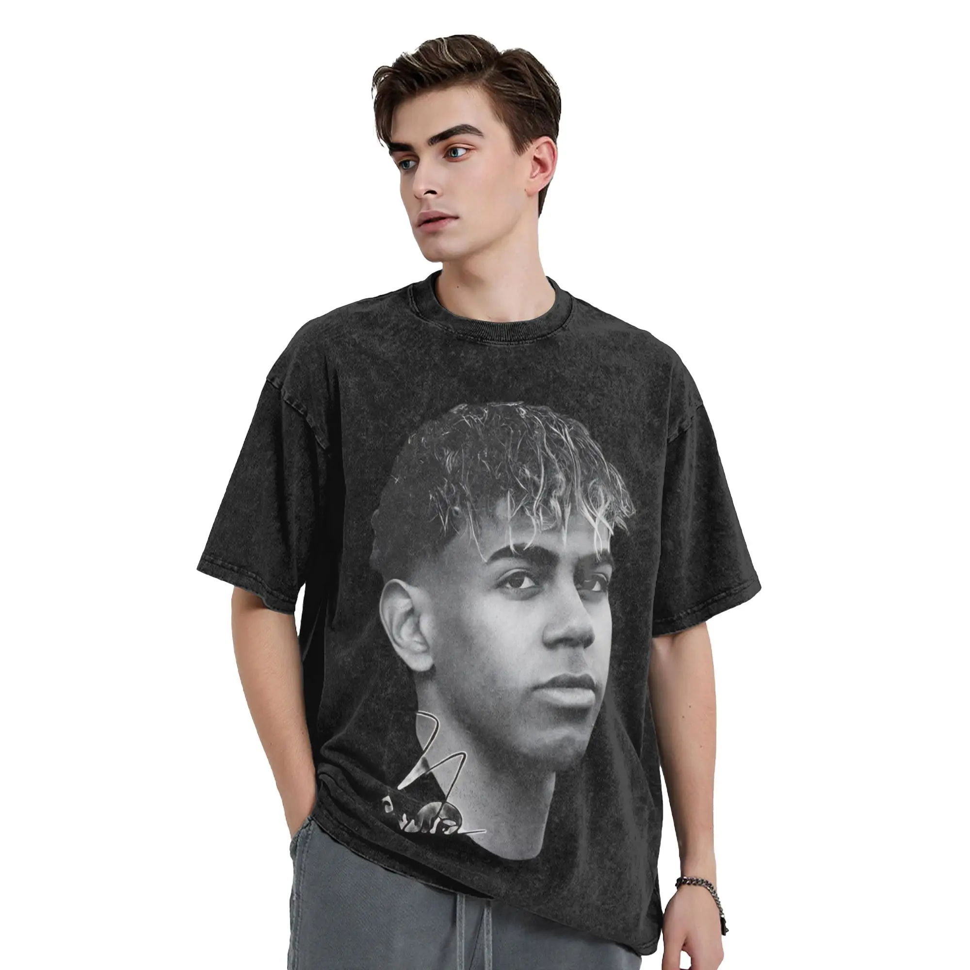 Lamine Y-Yamal T Shirts Hip Hop Washed Oversize T-Shirts Football Soccer Fashion Men Women Tops Streetwear Summer Tee Shirt