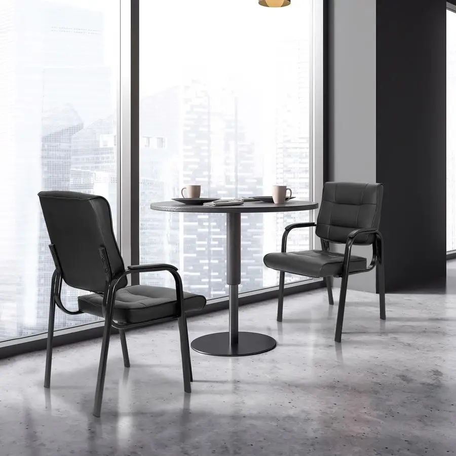 Office Guest Chair Bonded Leather Executive Side Chair Reception Chair W Solid Metal Frame Home Office Furniture Set of 3