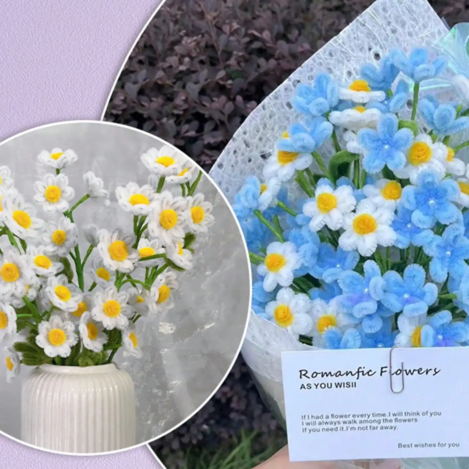 400/573pcs Pipe Cleaners Craft Set With Tutorial Video,DIY Handmade Flower Making Materials,Valentine Mother's Day Creative Gift view 5